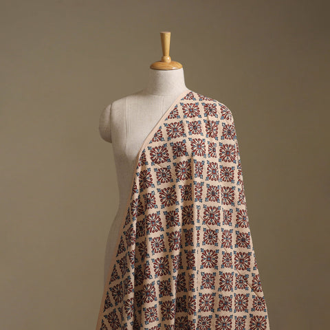 Beige - Kutch Hand Block Ajrakh Print Natural Dyed Cotton Fabric 17