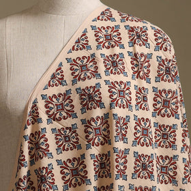 Beige - Kutch Hand Block Ajrakh Print Natural Dyed Cotton Fabric 17