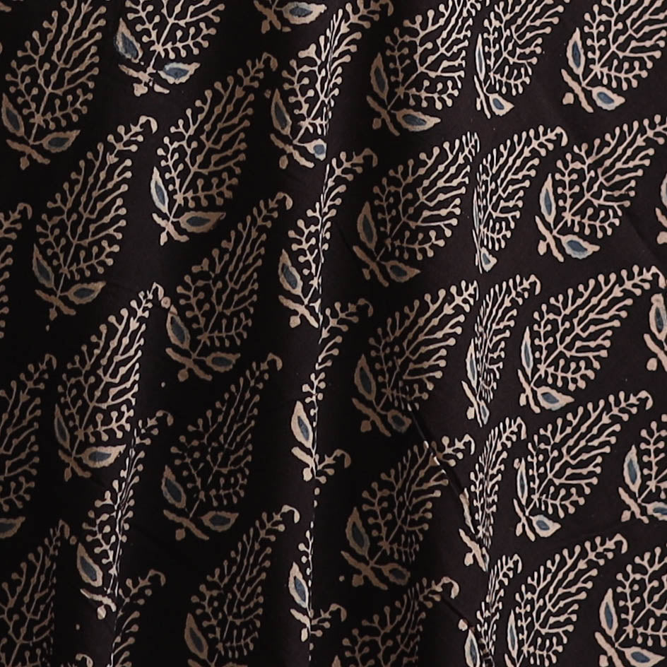 Black - Kutch Hand Block Ajrakh Print Natural Dyed Cotton Fabric 19