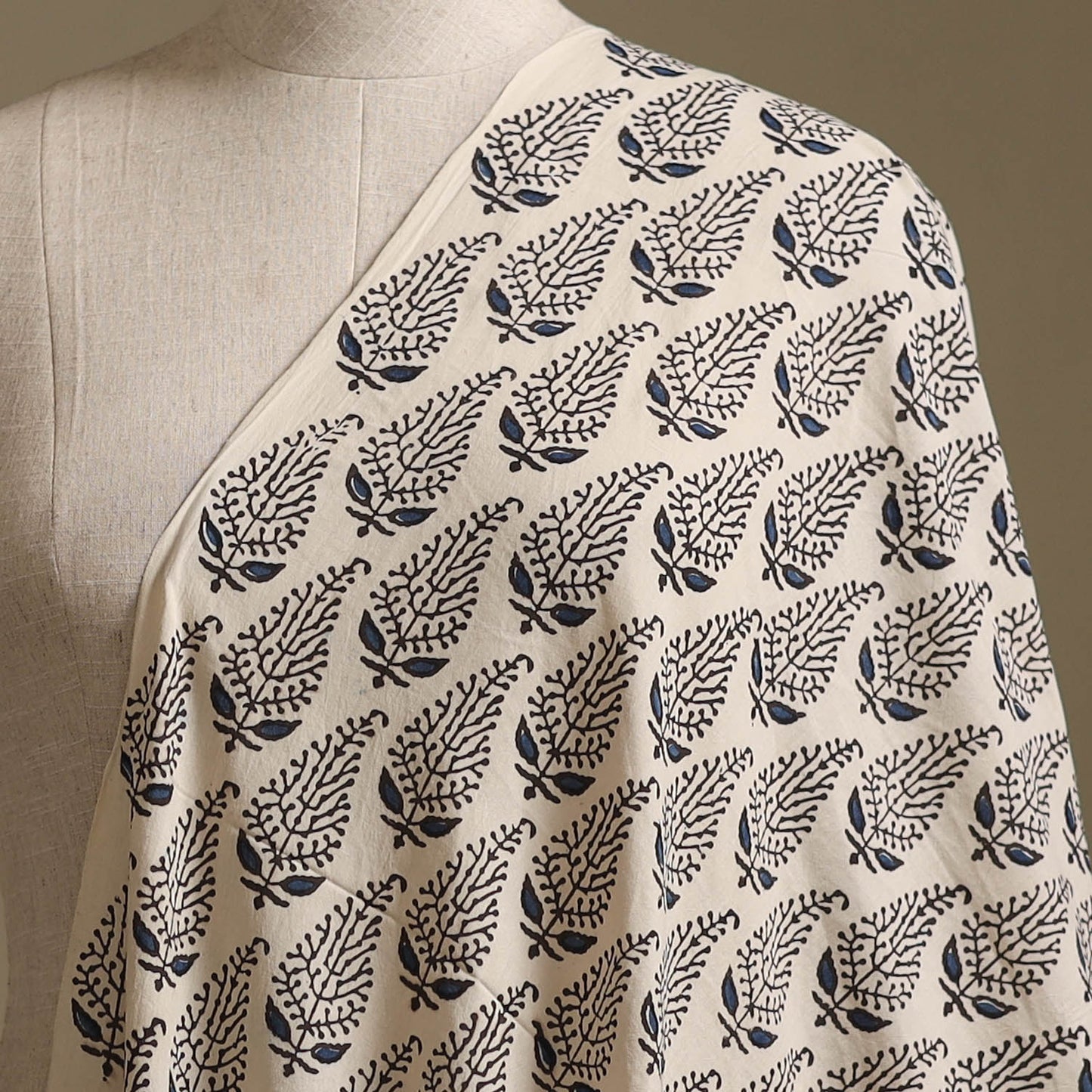 Cream -  Kutch Hand Block Ajrakh Print Natural Dyed Cotton Fabric 20