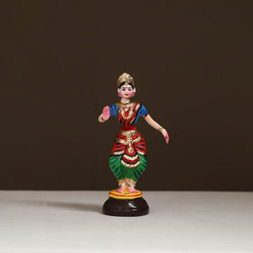 Thanjavur Thalaiyatti Bommai Handpainted Bobble Head Bharatanatyam Dancing Doll 06