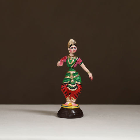 Thanjavur Thalaiyatti Bommai Handpainted Bobble Head Bharatanatyam Dancing Doll 08