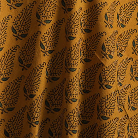 Yellow - Kutch Hand Block Ajrakh Print Natural Dyed Cotton Fabric 23