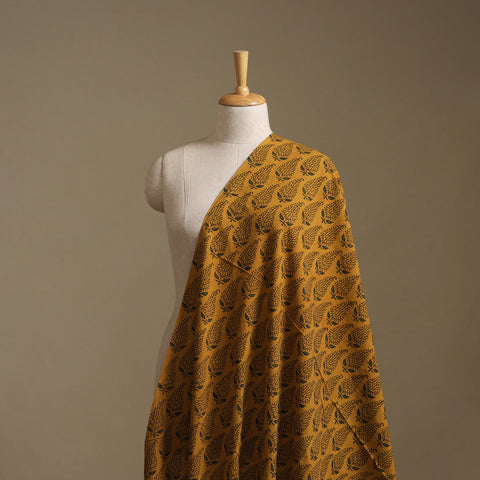 Yellow - Kutch Hand Block Ajrakh Print Natural Dyed Cotton Fabric 23