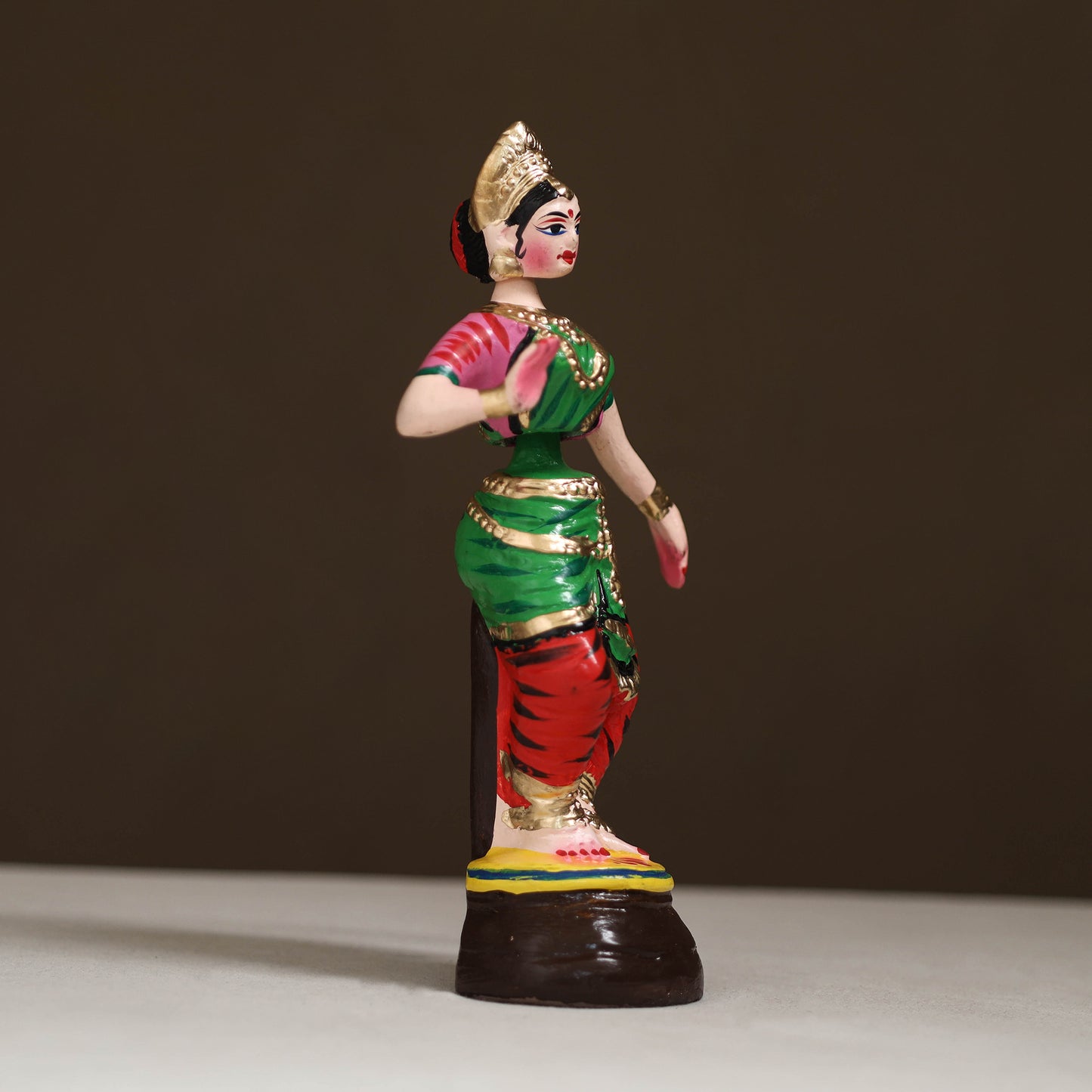 Thanjavur Thalaiyatti Bommai Handpainted Bobble Head Bharatanatyam Dancing Doll 08
