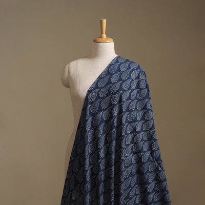 Blue - Kutch Hand Block Ajrakh Print Natural Dyed Cotton Fabric 27