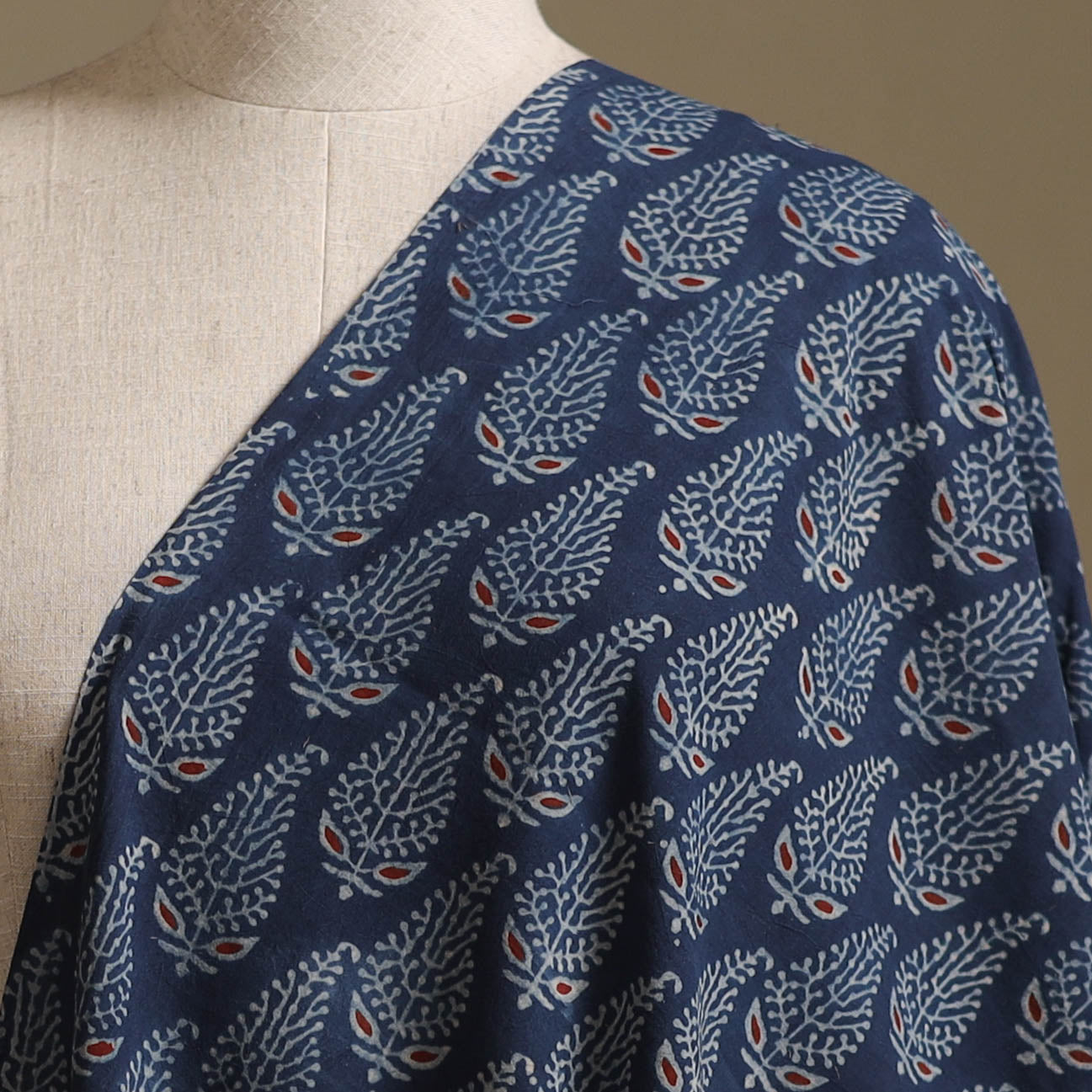 Blue - Kutch Hand Block Ajrakh Print Natural Dyed Cotton Fabric 27