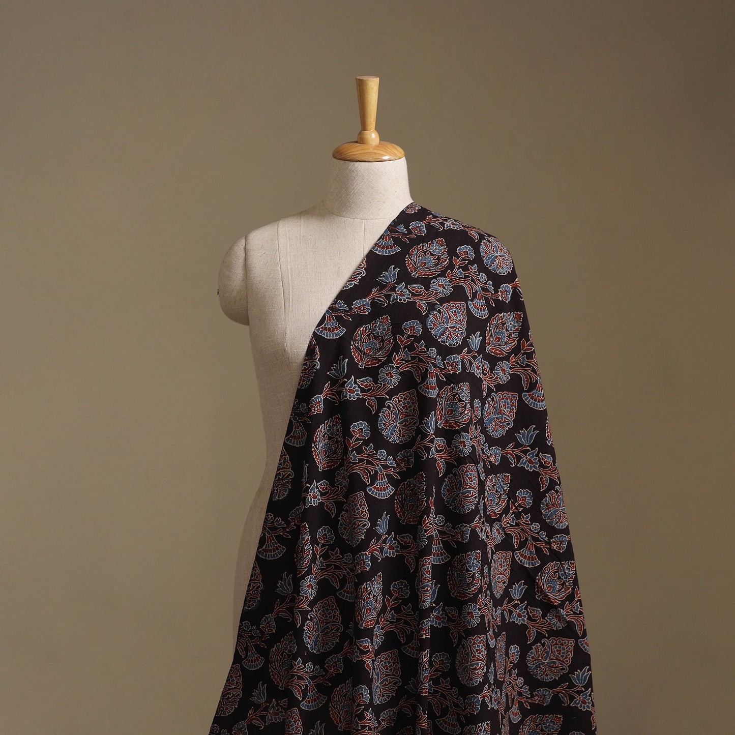 Black - Kutch Hand Block Ajrakh Print Natural Dyed Cotton Fabric 35