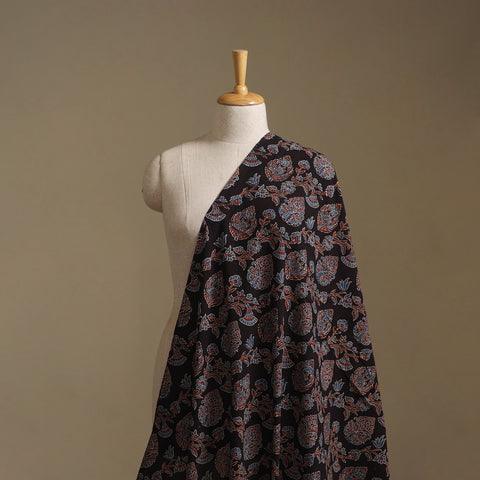 Black - Kutch Hand Block Ajrakh Print Natural Dyed Cotton Fabric 35