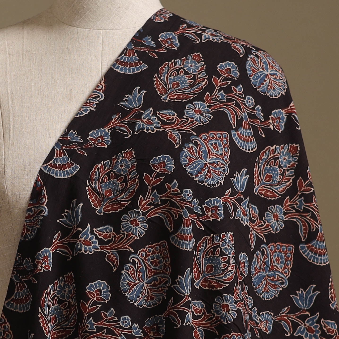 Black - Kutch Hand Block Ajrakh Print Natural Dyed Cotton Fabric 35