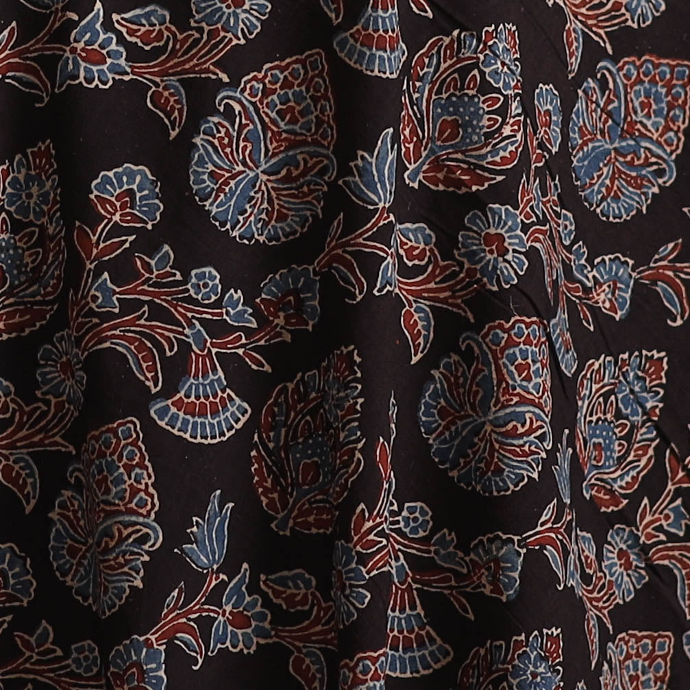 Black - Kutch Hand Block Ajrakh Print Natural Dyed Cotton Fabric 35