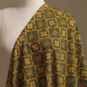 Yellow - Kutch Hand Block Ajrakh Print Natural Dyed Cotton Fabric 37