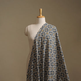 Gray - Kutch Hand Block Ajrakh Print Natural Dyed Cotton Fabric 38