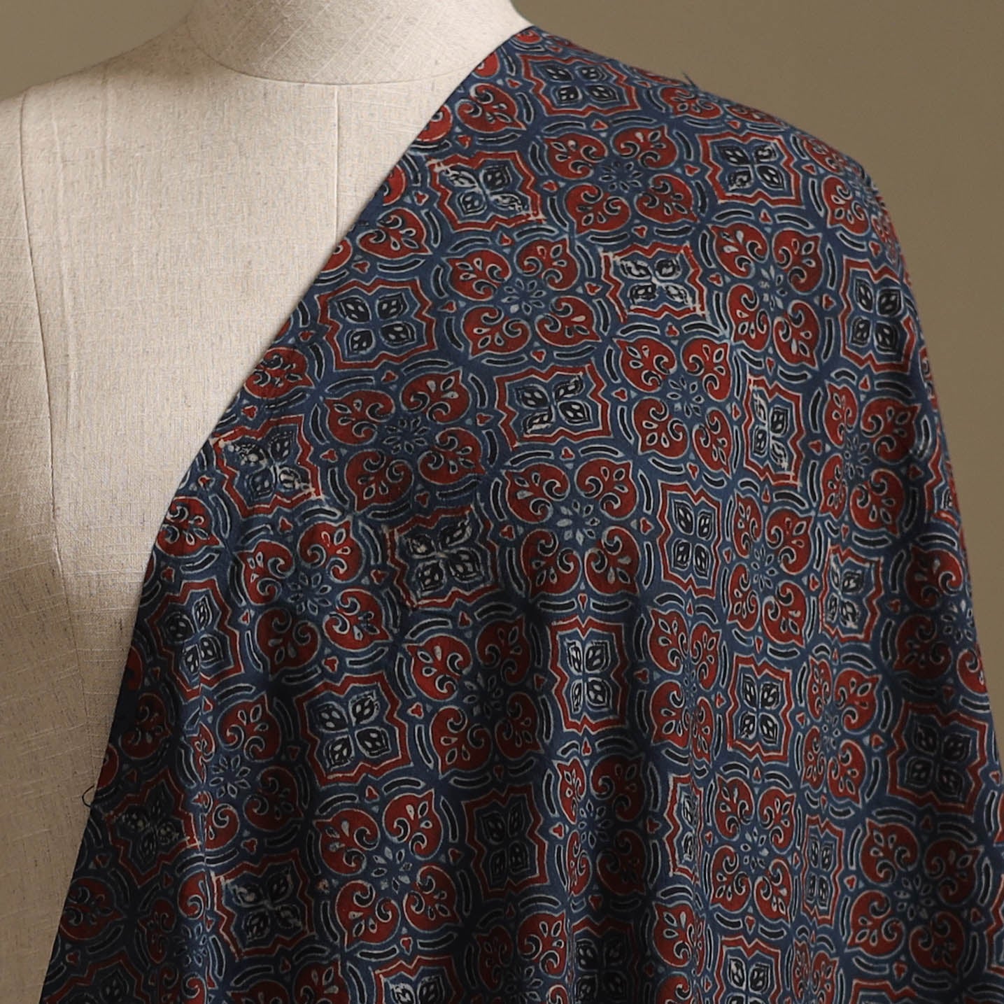 Black - Kutch Hand Block Ajrakh Print Natural Dyed Cotton Fabric 39