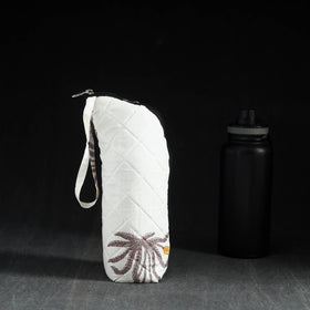 White Handmade Cotton 1L Water Bottle Cover
