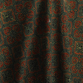 Green -Kutch Hand Block Ajrakh Print Natural Dyed Cotton Fabric 41