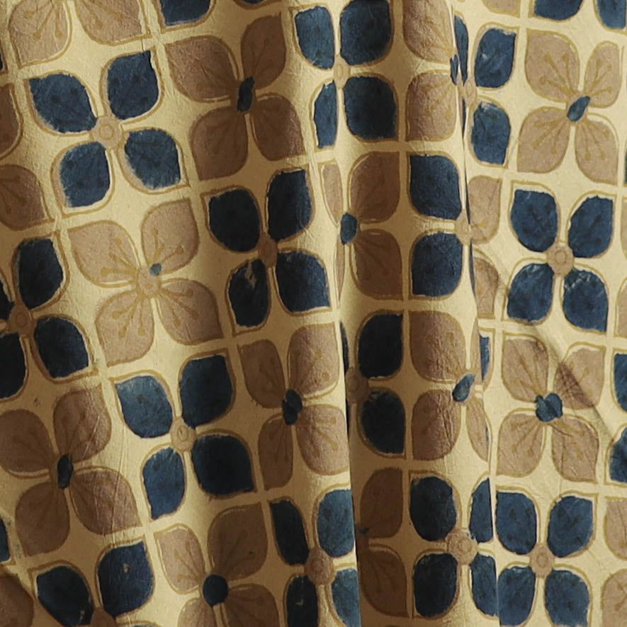 Beige - Kutch Hand Block Ajrakh Print Natural Dyed Cotton Fabric 42