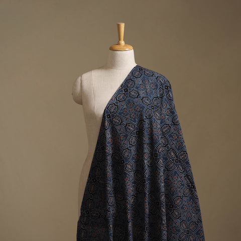 Blue -Kutch Hand Block Ajrakh Print Natural Dyed Cotton Fabric 44