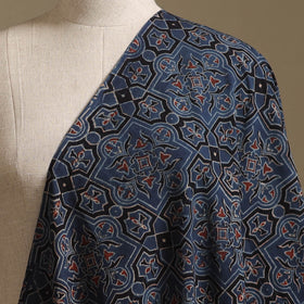 Blue -Kutch Hand Block Ajrakh Print Natural Dyed Cotton Fabric 44