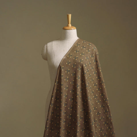 Brown - Kutch Hand Block Ajrakh Print Natural Dyed Cotton Fabric 45