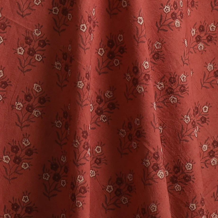 Red - Kutch Hand Block Ajrakh Print Natural Dyed Cotton Fabric 46