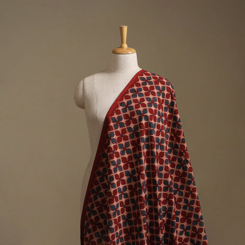 Red - Kutch Hand Block Ajrakh Print Natural Dyed Cotton Fabric 47