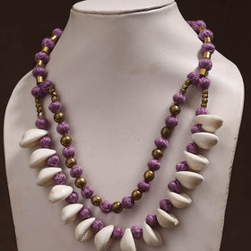 Tribal Odisha Dokra Thread & Shell Work Handmade Necklace 04