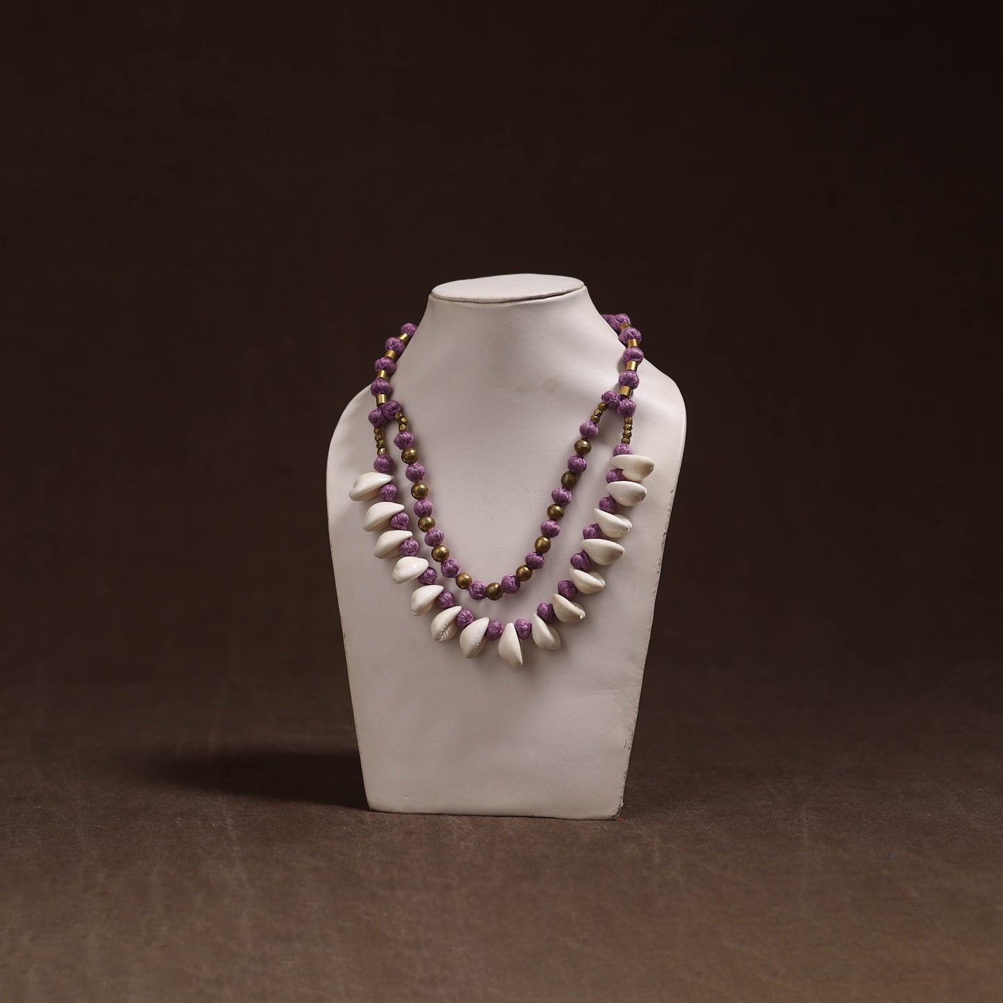 Tribal Odisha Dokra Thread & Shell Work Handmade Necklace 04