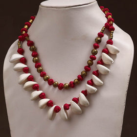 Tribal Odisha Dokra Thread & Shell Work Handmade Necklace 05