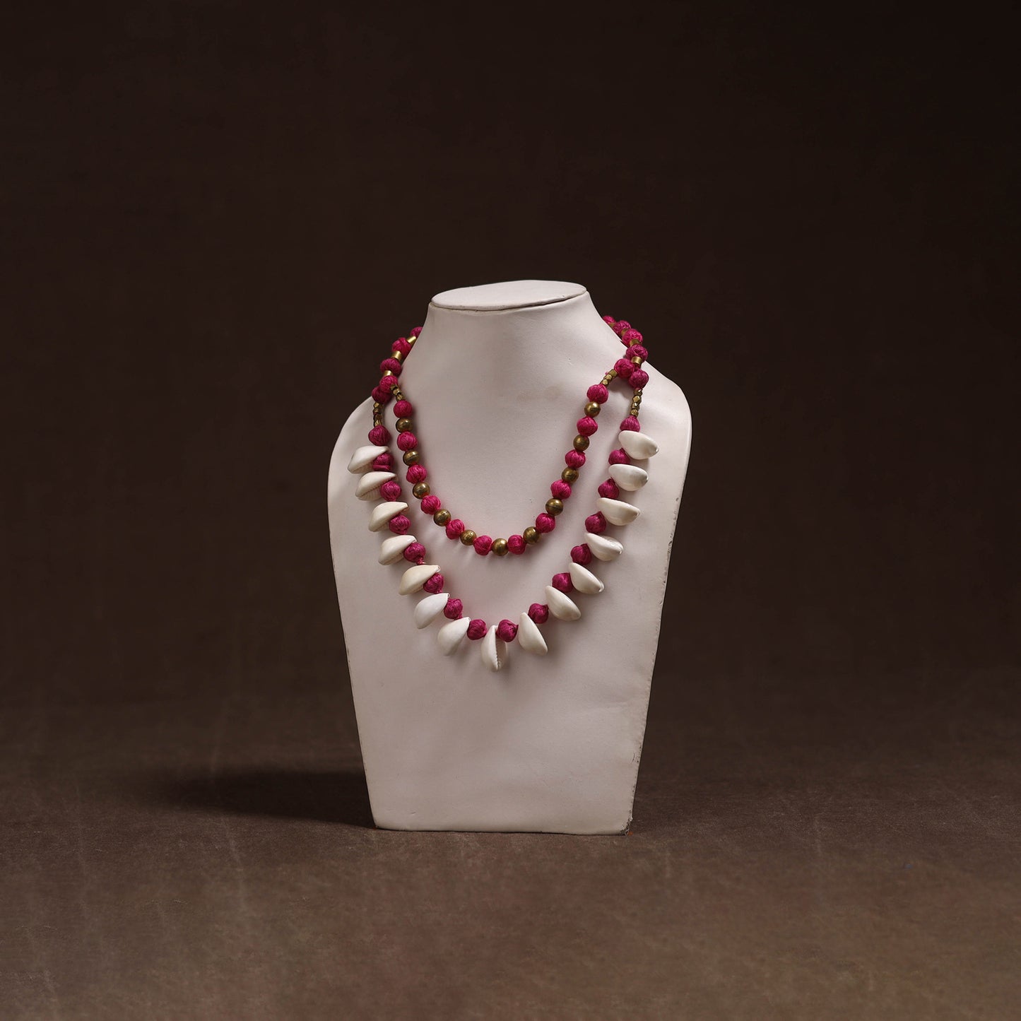 Tribal Odisha Dokra Thread & Shell Work Handmade Necklace 06