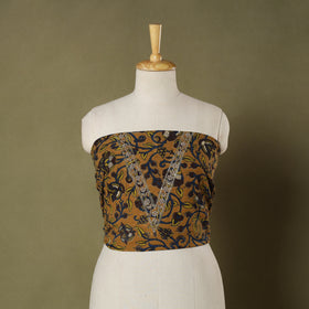 Yellow - kalamkari hand embroidery cotton blouse piece 07