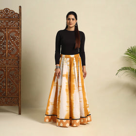  24 Kali Yellow Patchwork Cotton Long Shibori Tie-Dye Skirt
