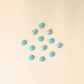  Blue Handmade Fabric Button Small at iTokri