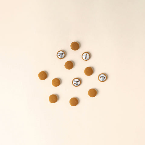  Brown Handmade Fabric Button Small at iTokri