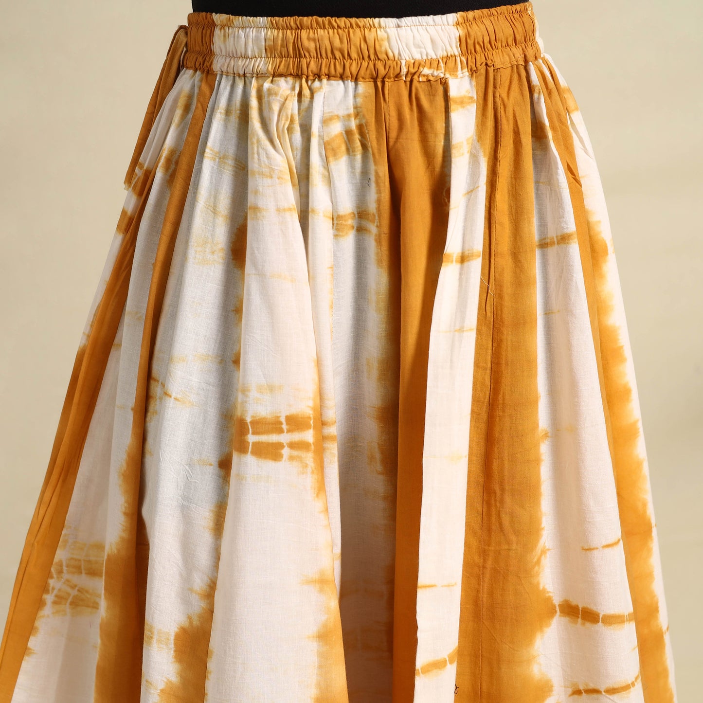  24 Kali Yellow Patchwork Cotton Long Shibori Tie-Dye Skirt
