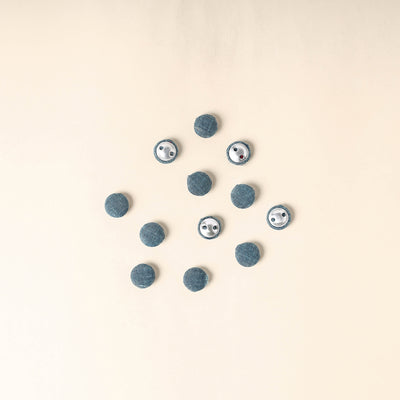  Blue Handmade Fabric Button Small at iTokri