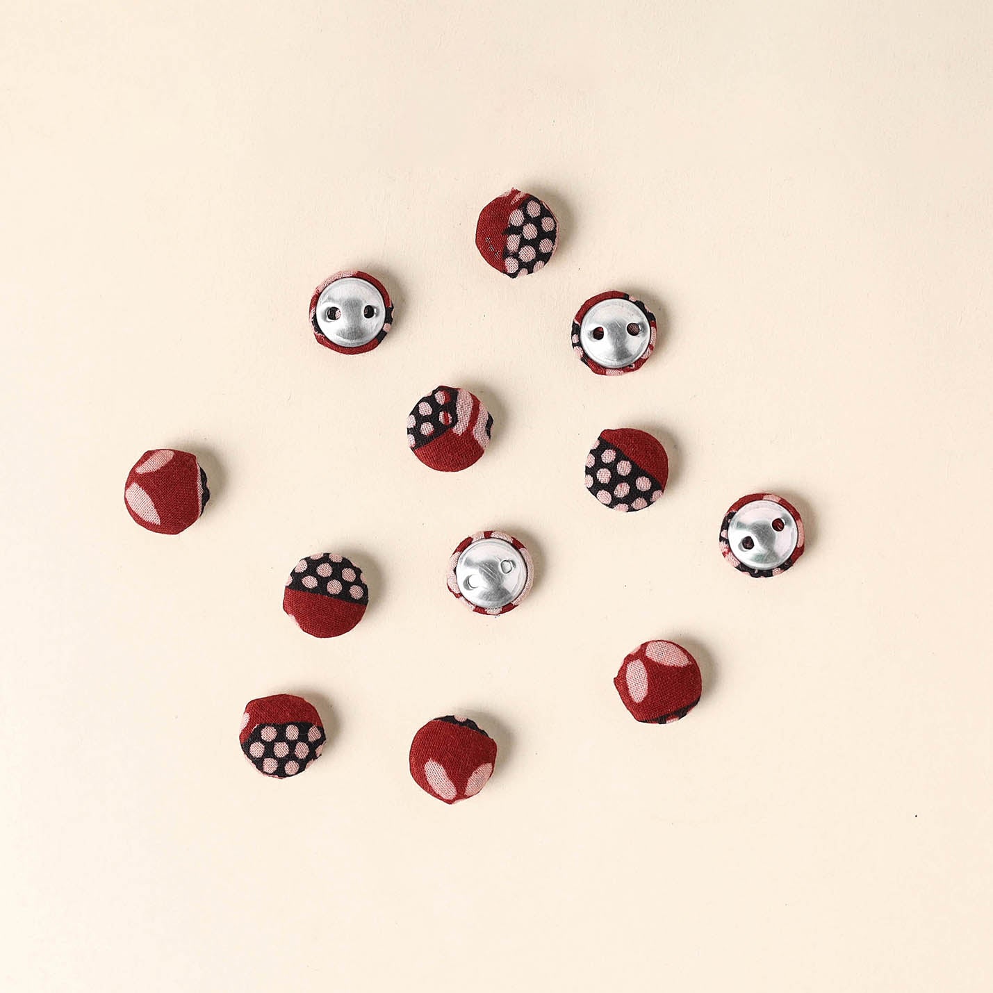  Red Handmade Fabric Button Small at iTokri