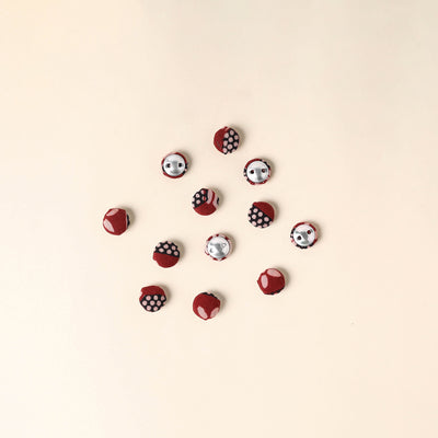  Red Handmade Fabric Button Small at iTokri