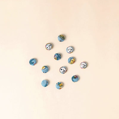  Blue Handmade Fabric Button Small at iTokri