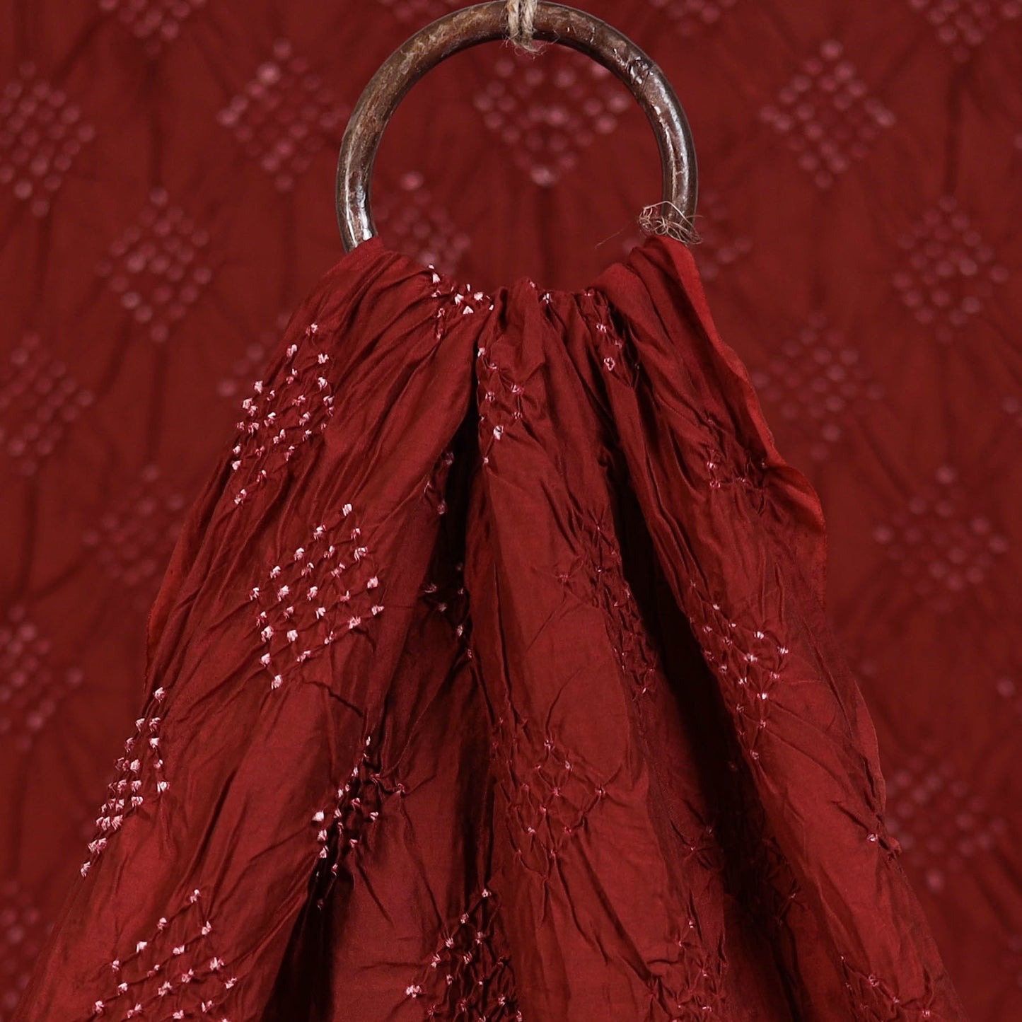 Kutch Bandhani Tie-Dye Chanderi Silk Fabric 13