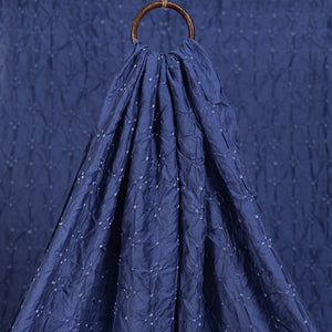 Blue - Kutch Bandhani Tie-Dye Chanderi Silk Fabric 16