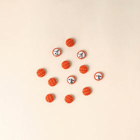  Orange Handmade Fabric Button Small at iTokri