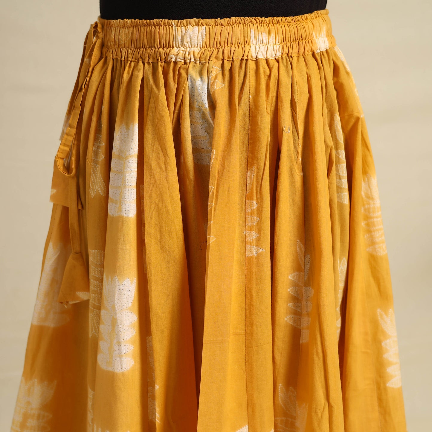 Buy 24 Kali Yellow Patchwork Cotton Long Shibori Tie-Dye Skirt