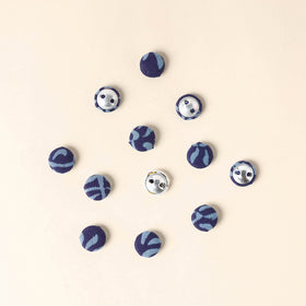  Blue Handmade Fabric Button Small at iTokri