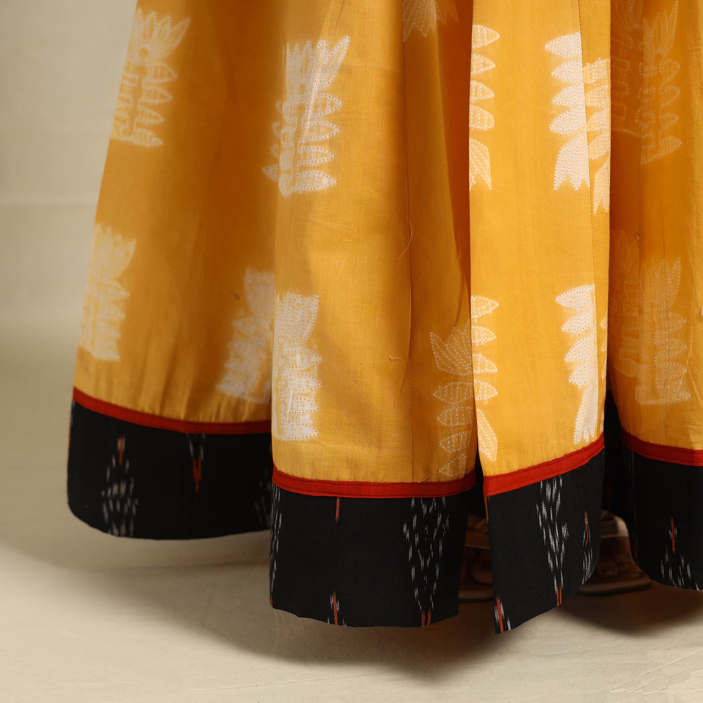 Buy 24 Kali Yellow Patchwork Cotton Long Shibori Tie-Dye Skirt