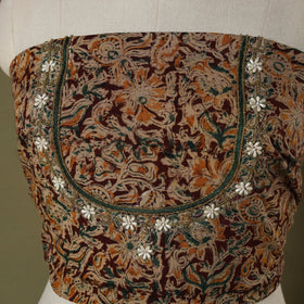 Kalamkari Print Hand Embroidery Cotton Blouse Piece 