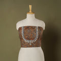Orange - kalamkari hand embroidery cotton blouse piece 24