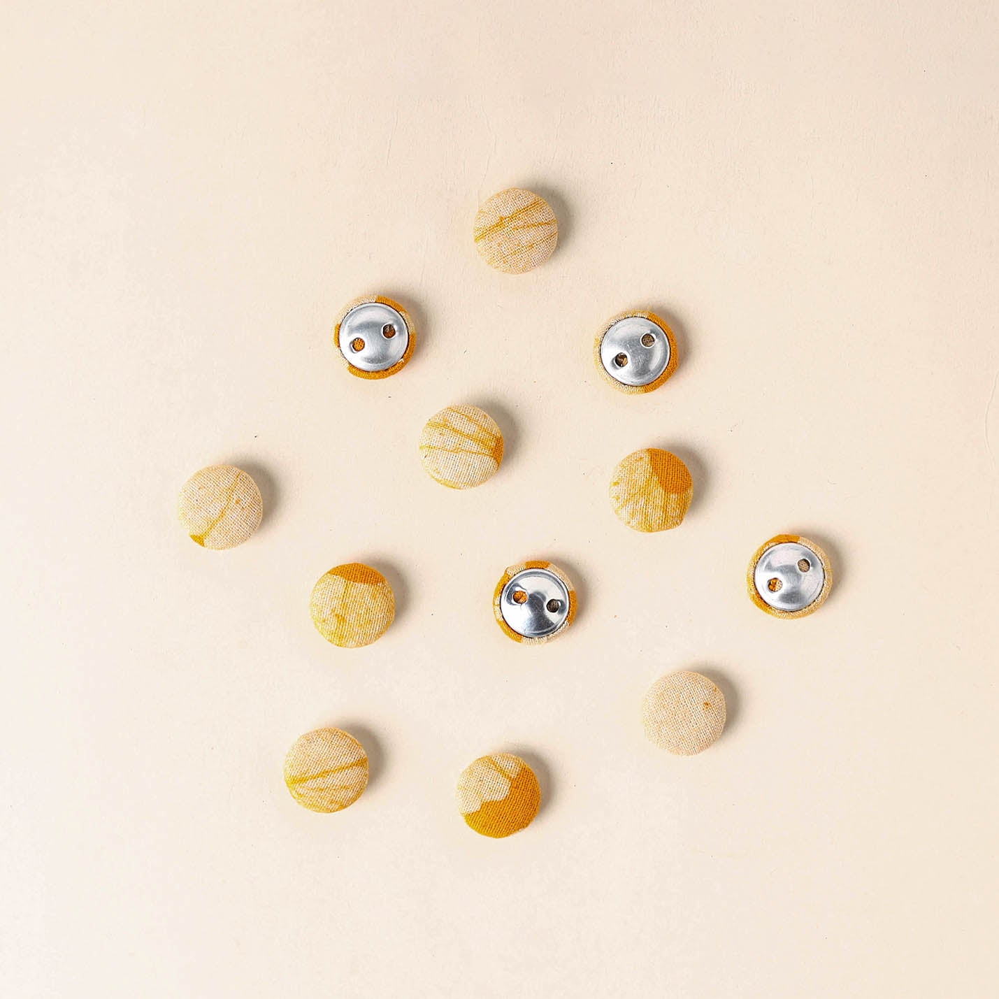  Yellow Handmade Fabric Button Small at iTokri