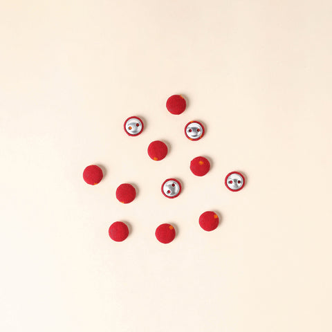 Red Handmade Fabric Button Small at iTokri
