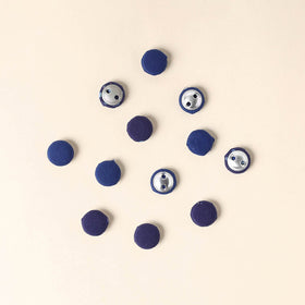  Blue Handmade Fabric Button Small at iTokri